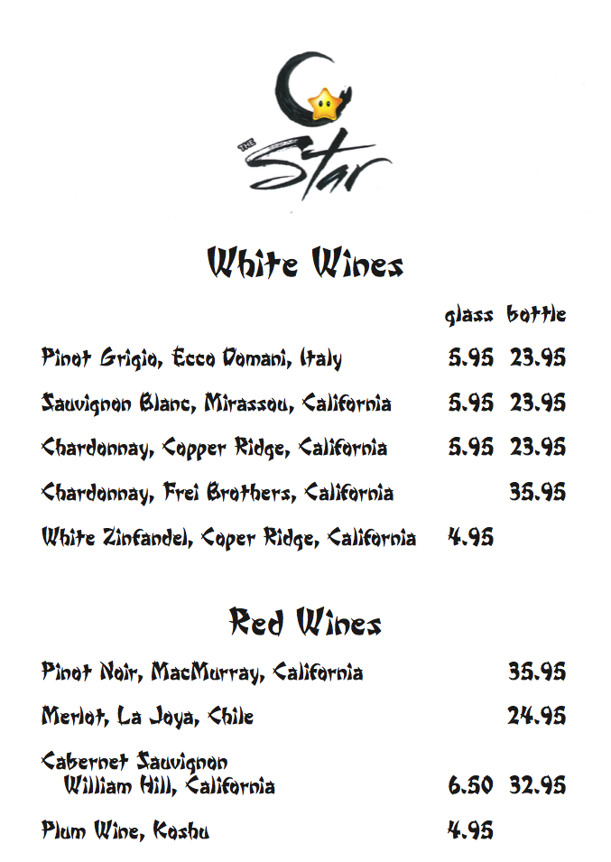 wine list thai star wine list